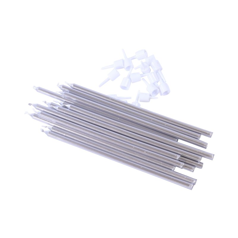 Zestaw świeczek- srebrny -18 cm-16 szt. - SW96