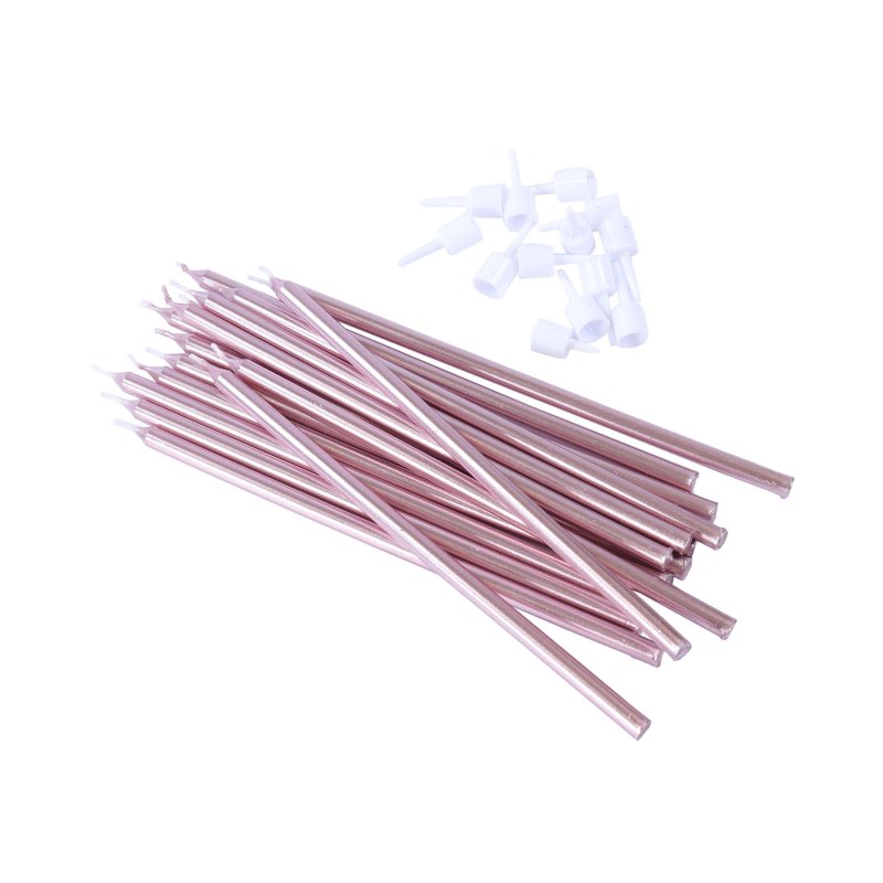 Zestaw świeczek różowe złoto- 18 cm - 16 szt. - mix - SW97