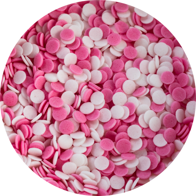 Posypka cukrowa konfetti biało-różowe PC14