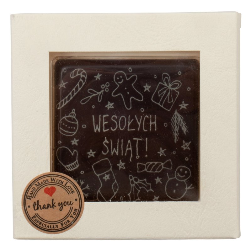 Czekoladowy prezent "WESOŁYCH ŚWIĄT" - 30szt. tabliczka 60x60mm- CPG1408