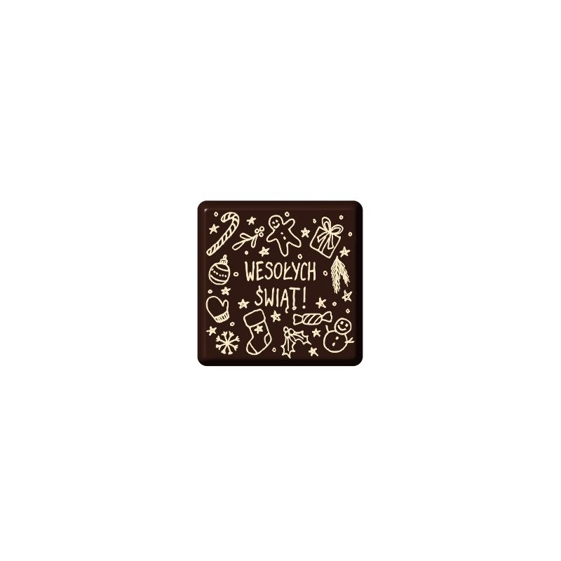 Czekoladowy prezent "WESOŁYCH ŚWIĄT" - 30szt. tabliczka 60x60mm- CPG1408