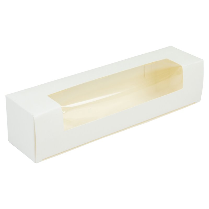 Białe pudełko na makaroniki z okienkiem 20x4,5x4,5cm  K5
