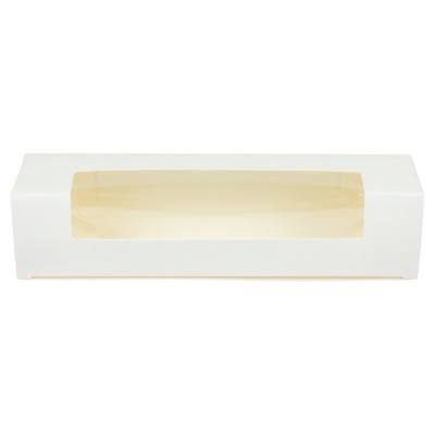 Białe pudełko na makaroniki z okienkiem 20x4,5x4,5cm  K5