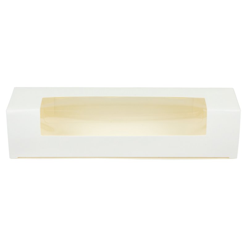 Białe pudełko na makaroniki z okienkiem 20x4,5x4,5cm  K5