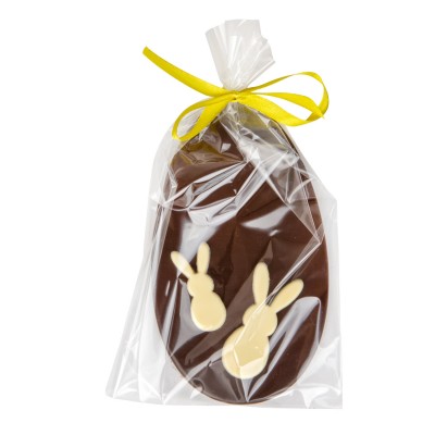Jajo czekoladowe deserowe ozdobione białymi zajączkami-4 szt.-CPGJ4