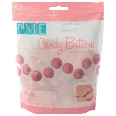 Candy buttons-masa czekoladowa bez temperowania- pink-340g-CB007