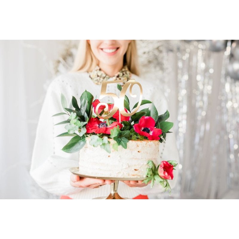 Topper na tort ''50'' złoty - KPT62-50-019