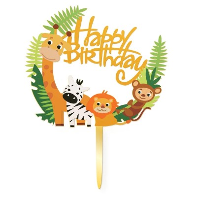 Topper na tort ''Happy Birthday" Zwierzątka ZOO Safari - KPT512449