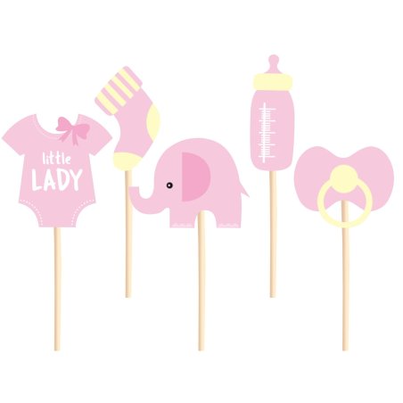 Toppery na baby shower różowe  - 6 szt. - KPT512288