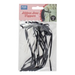 Toppery na tort - mini kokardki czarne komplet 8 szt. - RBT06