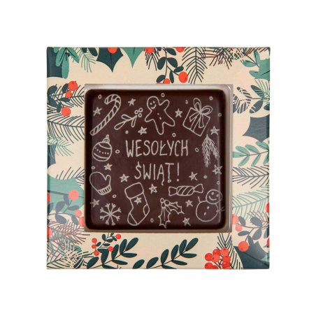 Czekoladowy prezent "WESOŁYCH ŚWIĄT" - 30szt. tabliczka 60x60mm- CPG1408