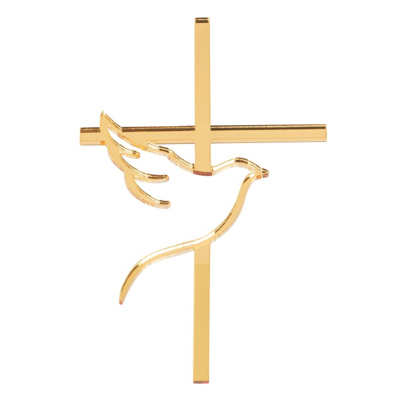Topper krzyżyk z gołębiem - złota plexi - TOPMF4
