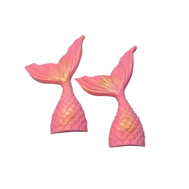 Dekoracje cukrowe ogony syreny - różowe 2 szt- CUK555