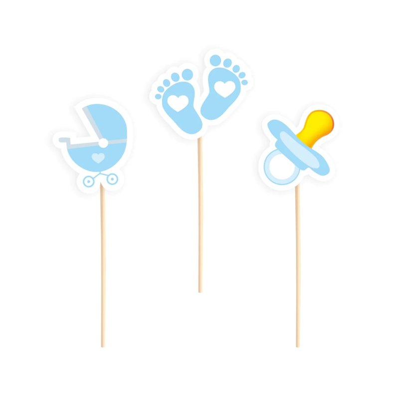 Toppery na baby shower błękitne  - 6 szt. - KPT512289