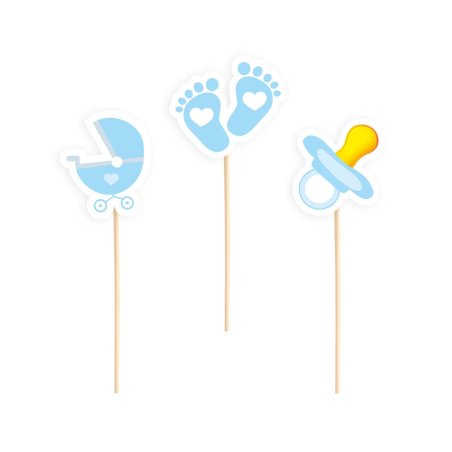Toppery na baby shower błękitne  - 6 szt. - KPT512289