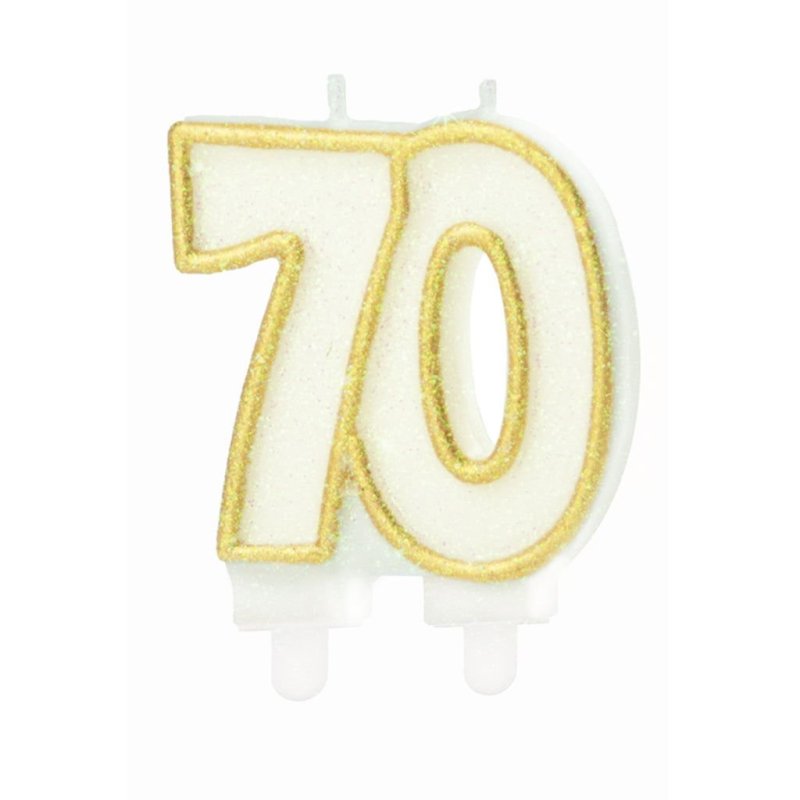 Świeczka numeryczna 70 złota 8,5cm - SW800997