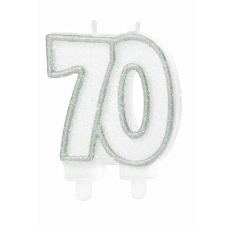Świeczka numeryczna 70 srebrna 8,5cm - SW142455